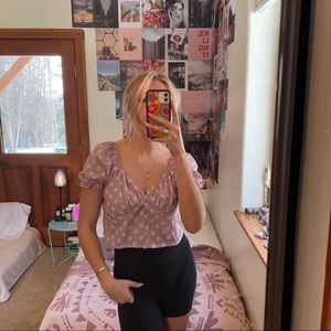 Princess Polly lilac floral button up top